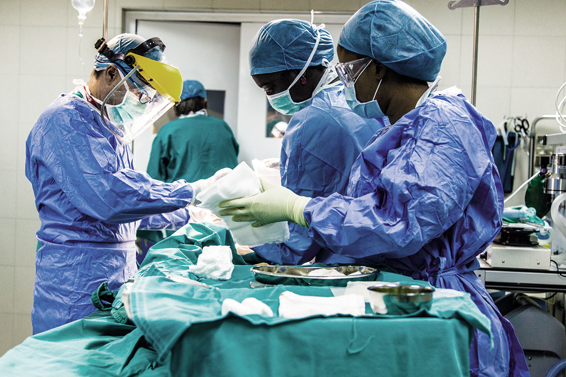 Staff working in the OT of our Surgical Centre in Sierra Leone