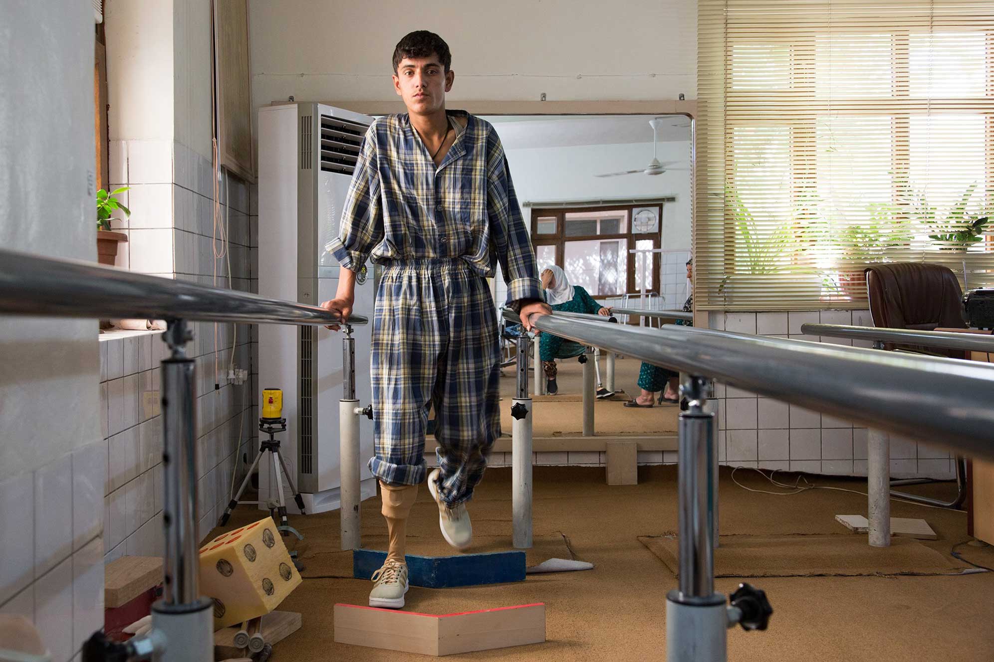 Yunus during a physiotherapy session