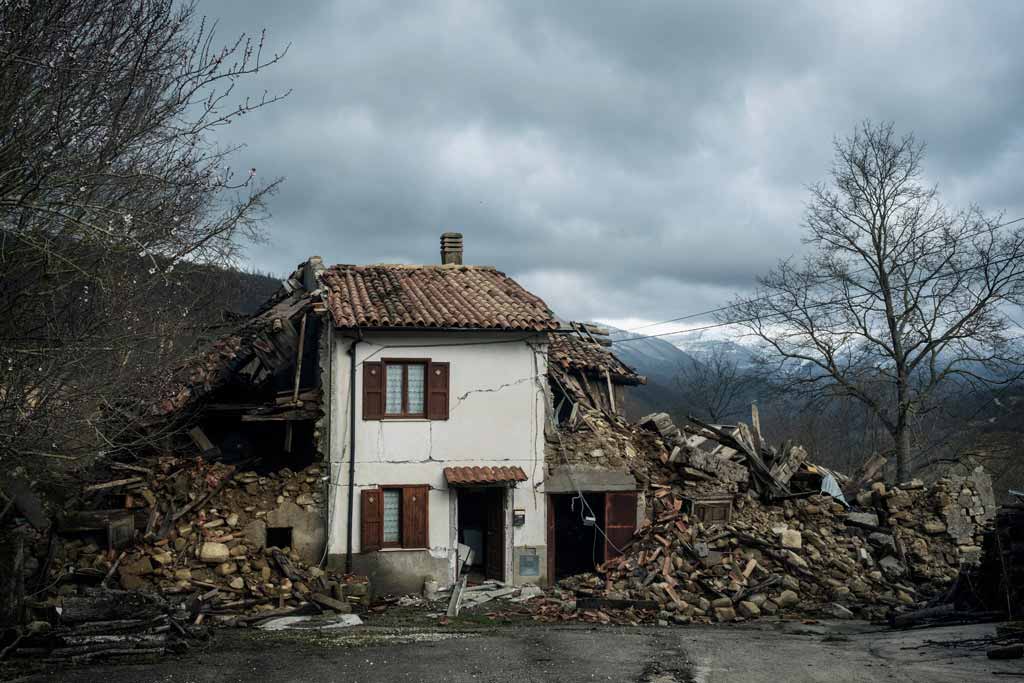 In Central Italy, a house destroyed by the earthquake