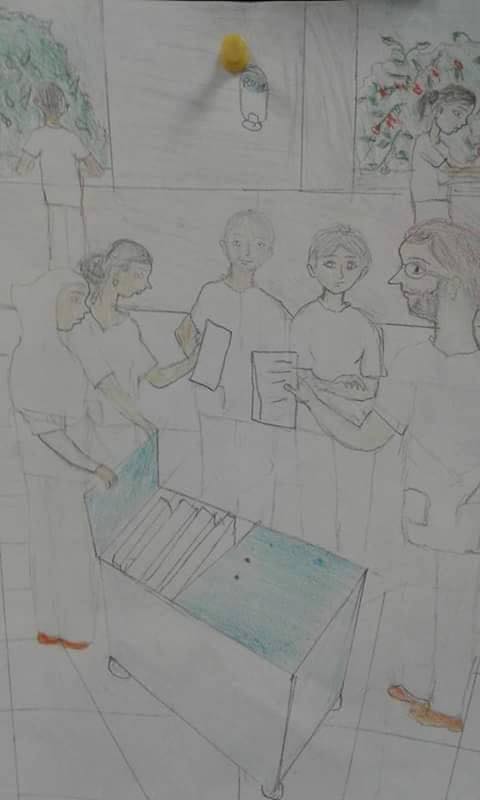 One of the wards of the Salam Centre as depicted in the drawing of one of our little patients